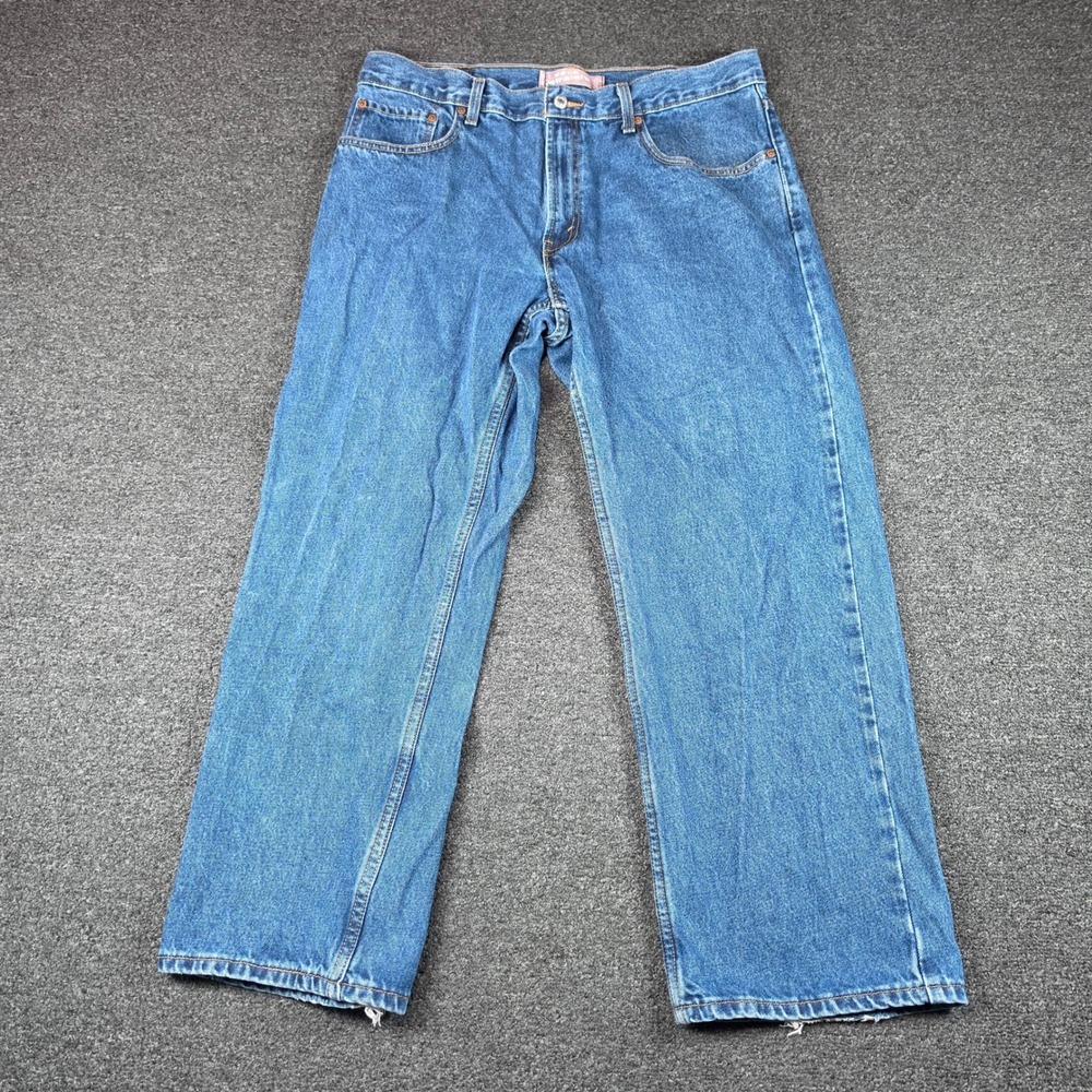 Levis 569 Loose Straight Jeans Blue Mens 36x29 Baggy Denim Pants Distressed Y2K